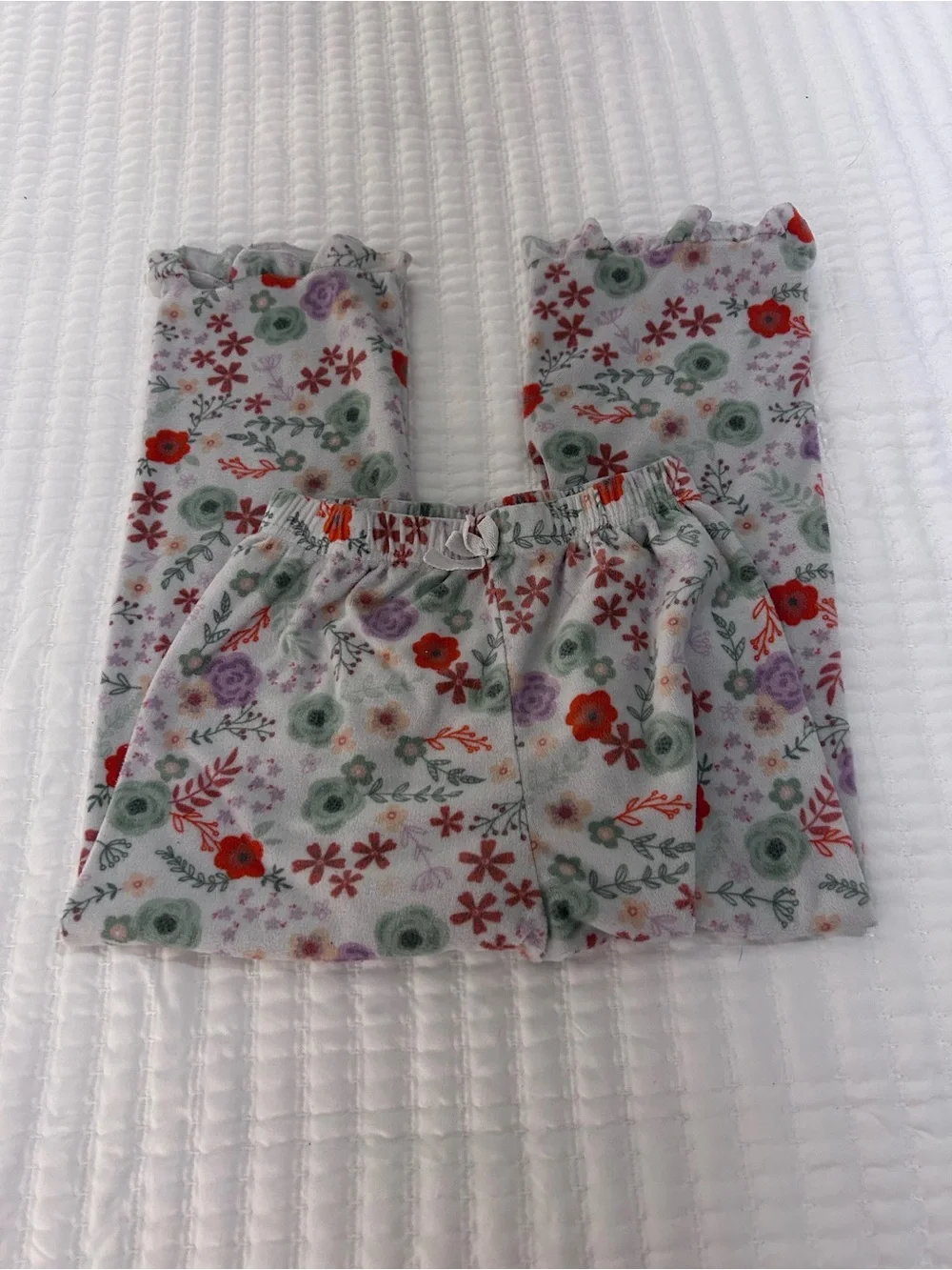 Delia’s Gir Floral Button-Front Pajama Set - Light Gray with Red & Green Flowers